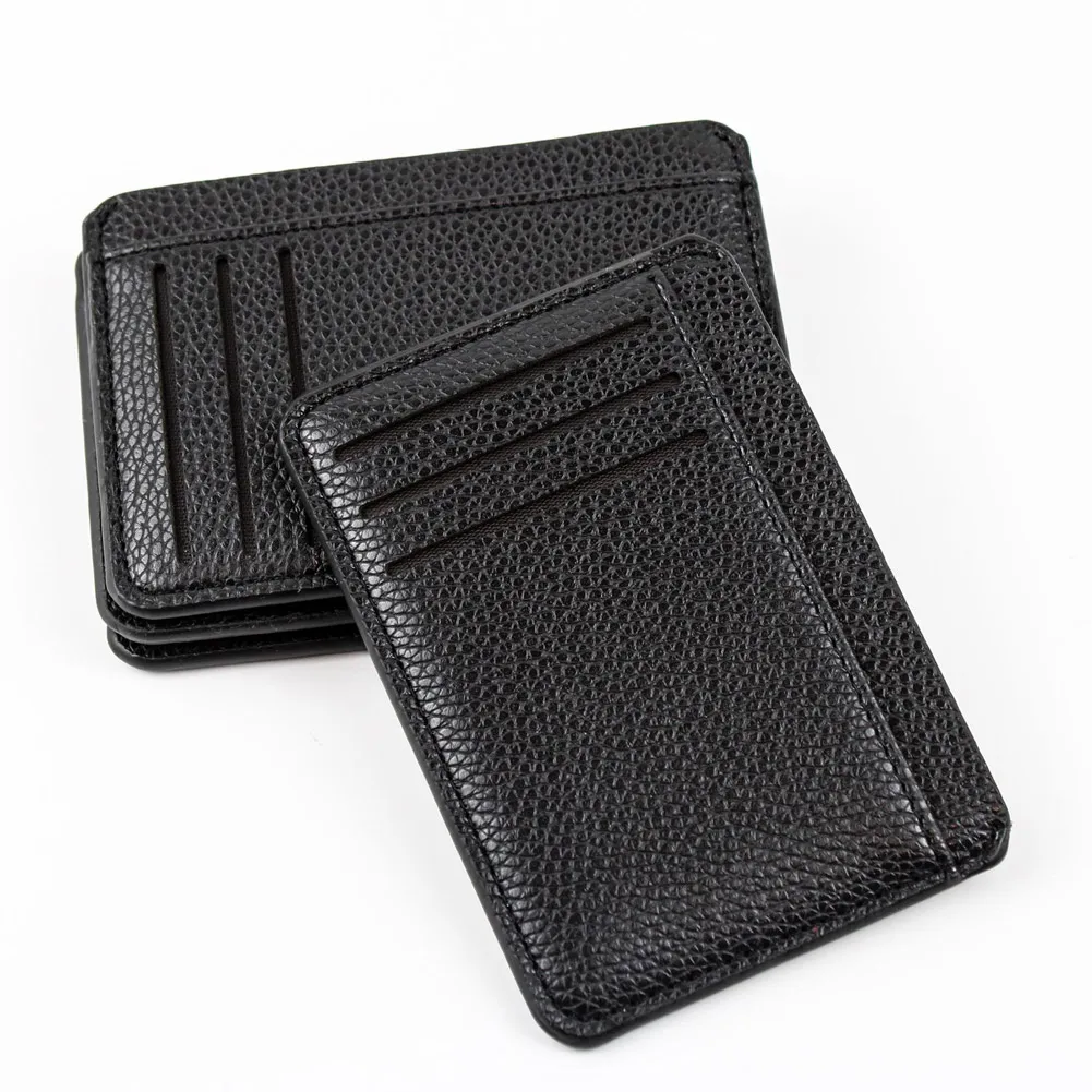 Moda masculina titular do cartão durável couro do plutônio 6 cartões slot ultra-fino lichee padrão carteira 8.3x11.8x0.5cm cartão suportes capa