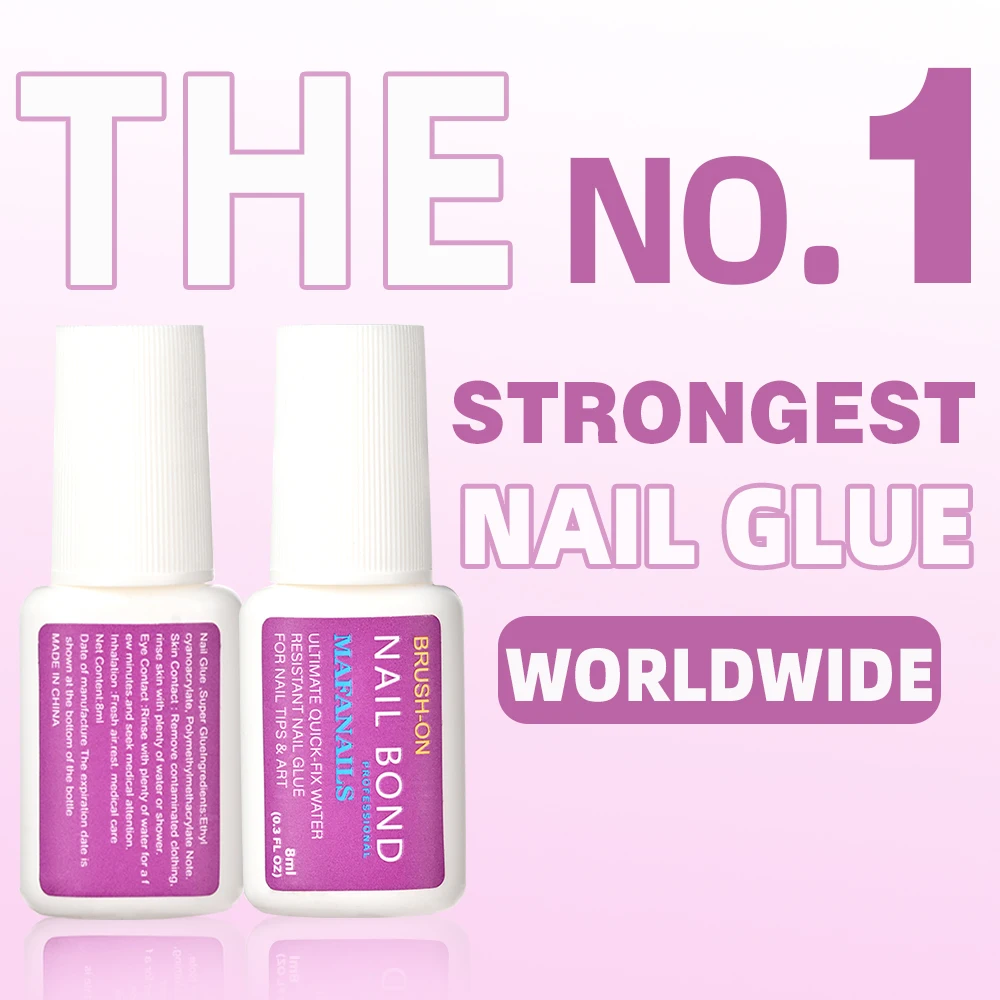 1Set Fast-Dry Adhesive Nail Glue 8ml Acrylic False Tips Rhinestone Brush-on Nail Bond Ultra Quick, Long Lasting False Nails Glue