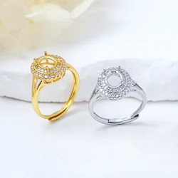 Cubic Zirconia 4 Claw Prong Ring Setting Brass Adjustable Oval 6x8mm Blank Ring Bases Settings Components for DIY Jewelry Making