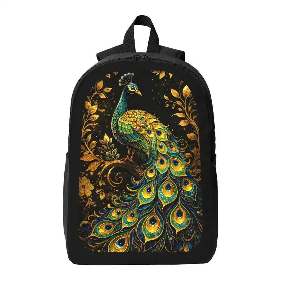 Vibrant Peacock Print Backpack Stylish Casual Daypack For Men And Women