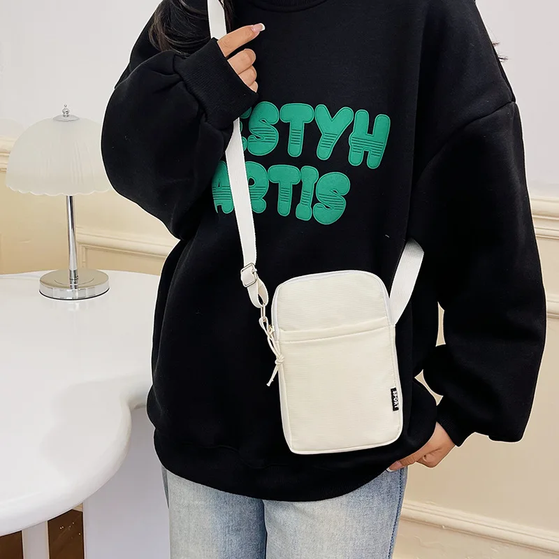 Girls Simple Mobile Phone Bag Solid Colour Shoulder Bag Portable Mini Coin Bag New Crossbody Small Bag