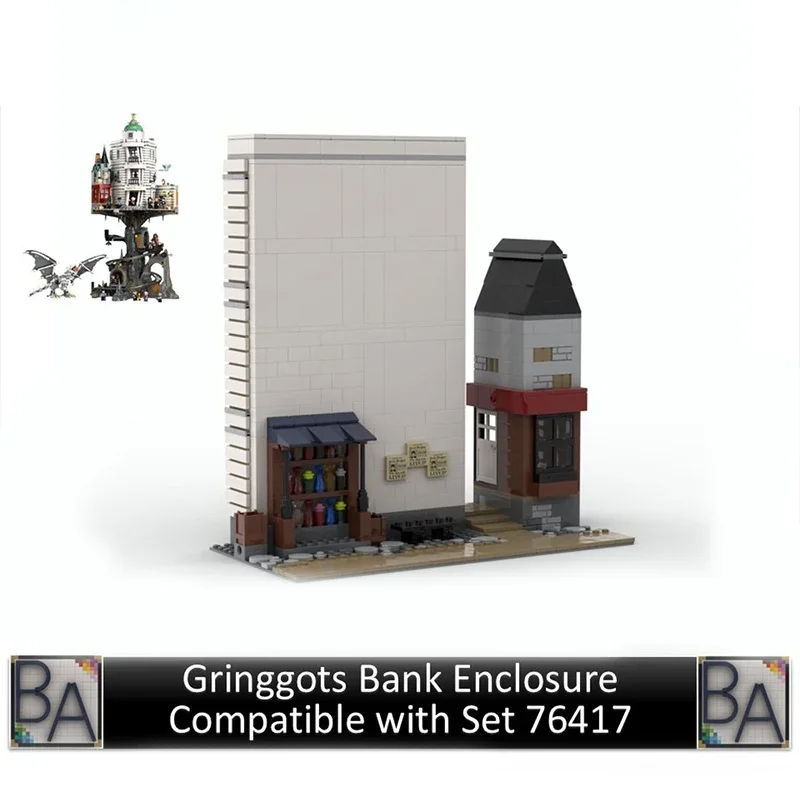 Moc Gringgots Bank Enclosure Compatible with Set 76417 Building Blocks Bricks Ironbelly Dragon Castles Toys for Boys Adult Gift