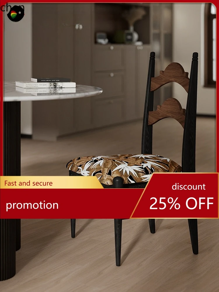 

CZ New Vintage Style Solid Wood Backrest Chair Retro Dining Table Chair Desk Armchair for Home Use
