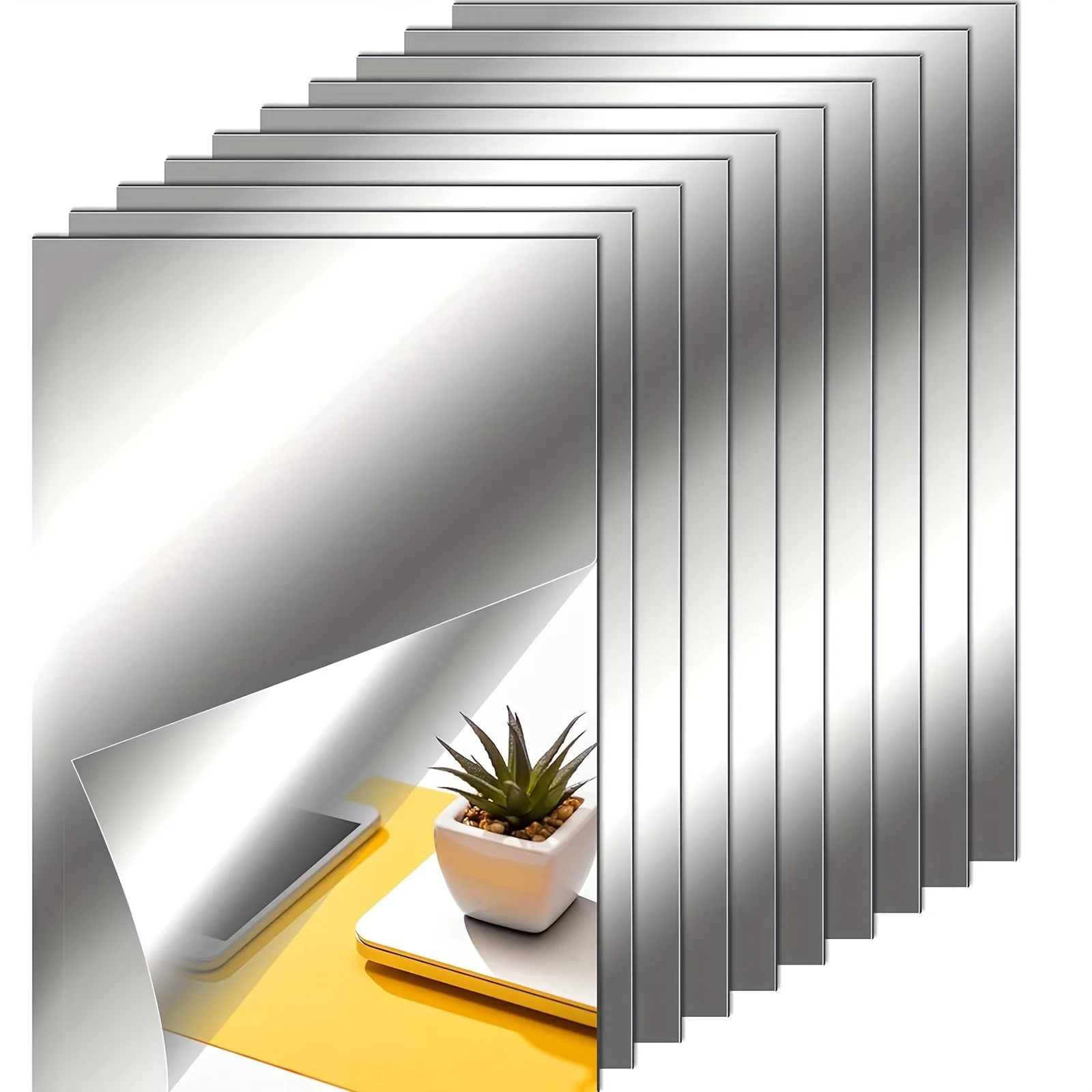 

10pcs Acrylic Flexible Mirror Sheets, Suitable for School Education And Home Wall Cabinet Storage, Table Centerpiece Wedding