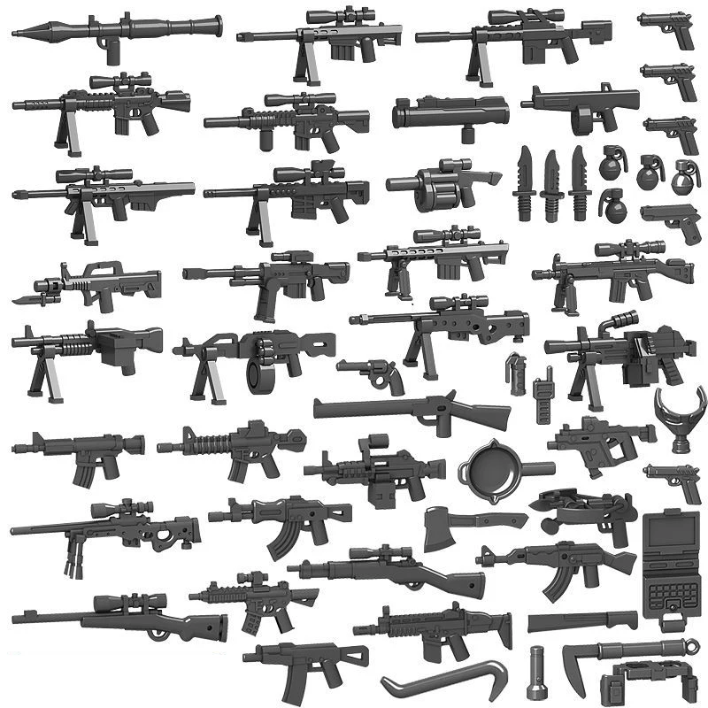 MOC Blocos de Construção de WW2 Militar, Soldado Policial, Armas SWAT, Canhão, Figura Acessórios, Tijolos Modelo, Brinquedo DIY, 25 PCs, 50 PCs,