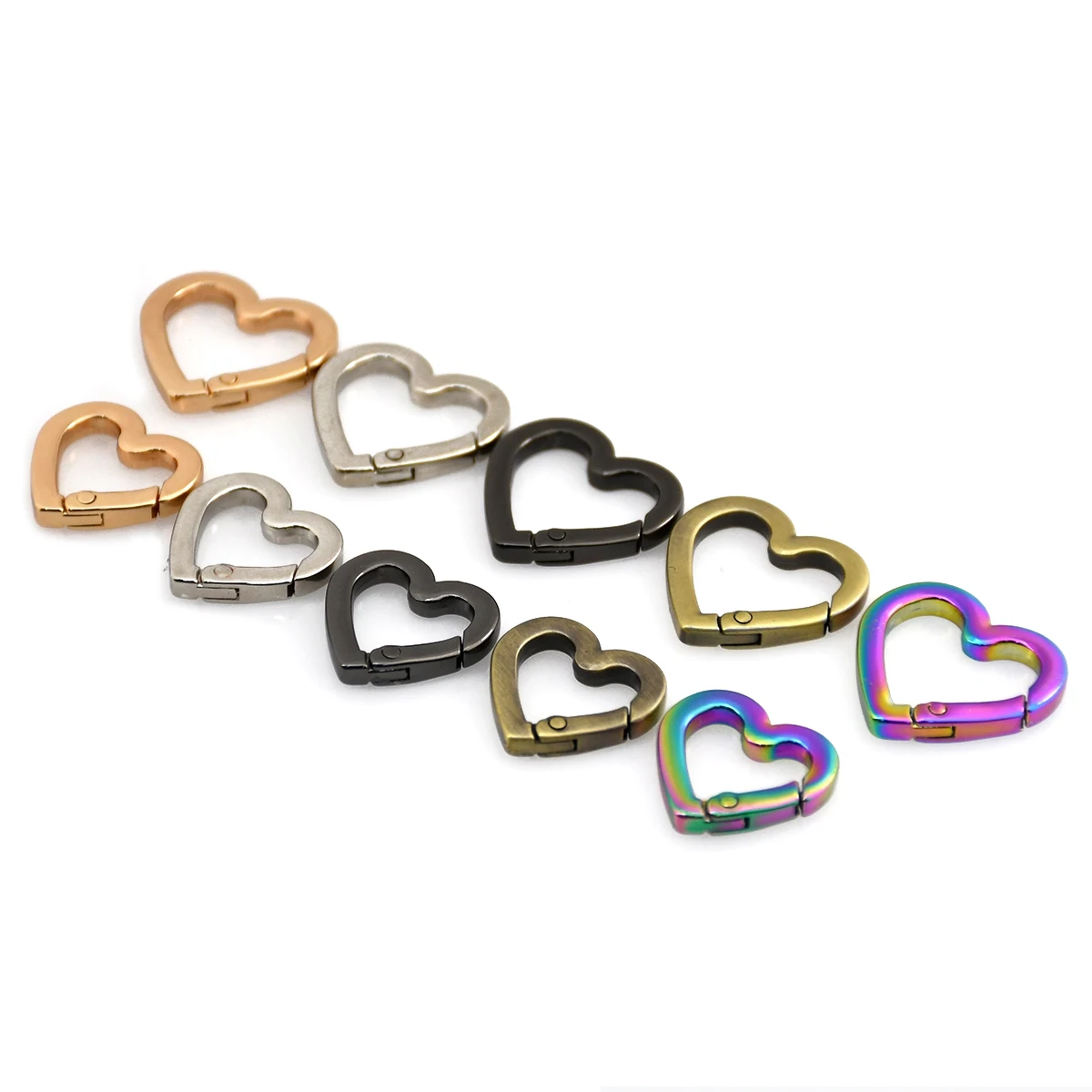 1pcs Metal Heart Shape Ring Openable Keyring Leather Craft Bag Belt Strap Buckle Trigger Snap Clasp Clip Connector Accessory