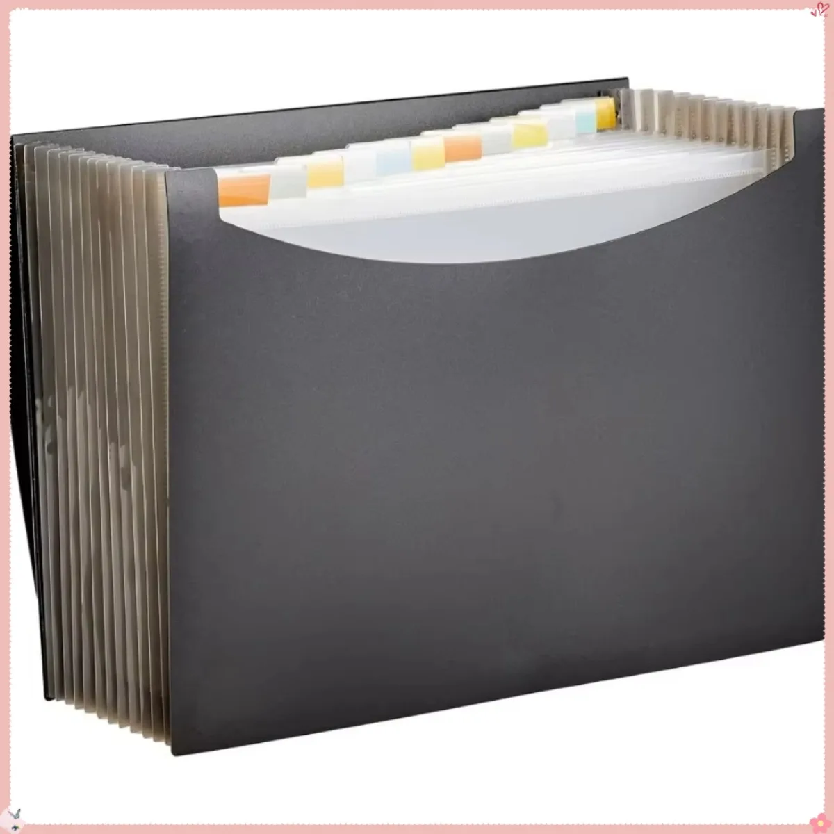 Black Expanding File Folder Letter Size - Multi-Pocket Organizer for Office & School