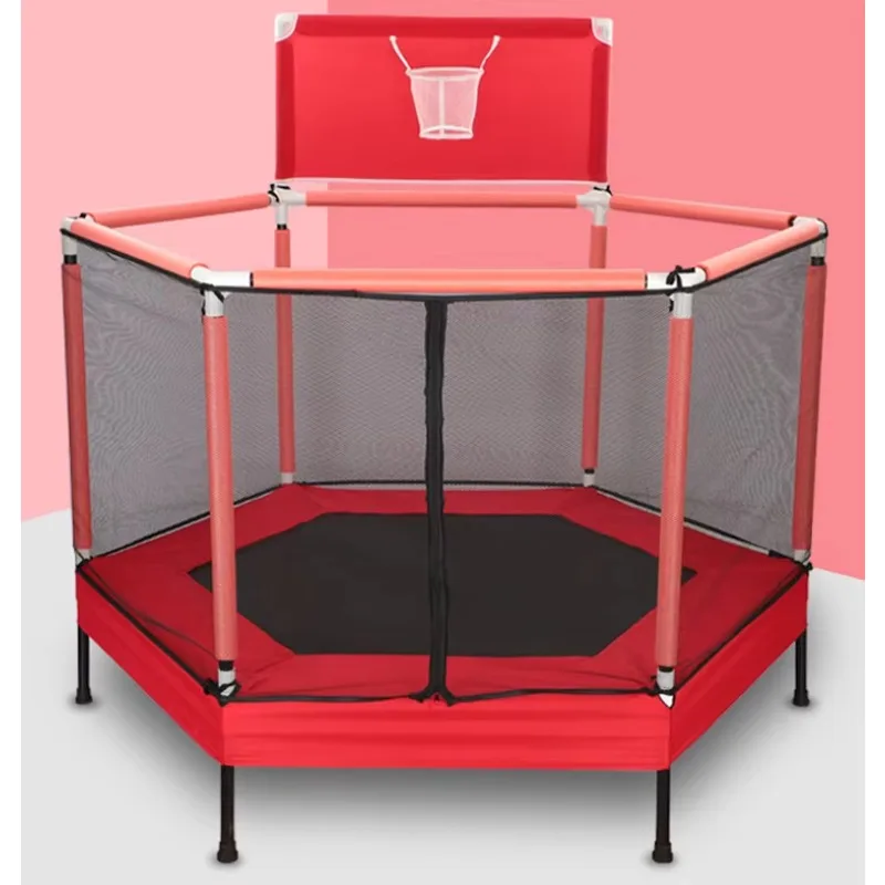 

Hexagon Fitness Mini Home Indoor Outdoor Children Kids Trampoline With Protective Net