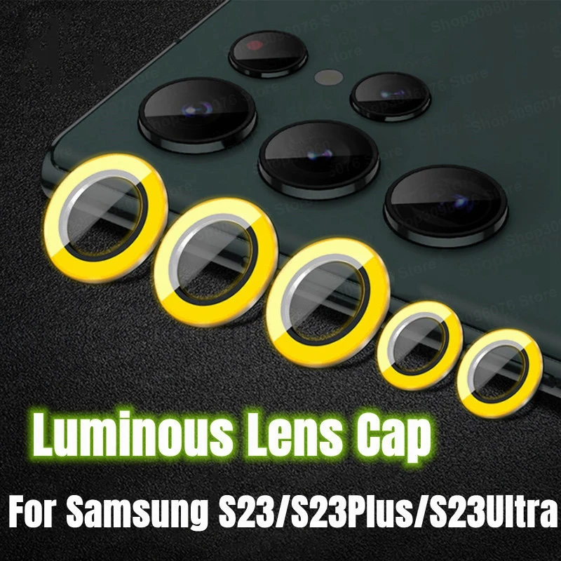 Luminous Lens Glass For Samsung S23 Ultra Camera Protector Metal Lens Rings For Samsung Galaxy S22 Ultra S23Ultra Back Lens Caps