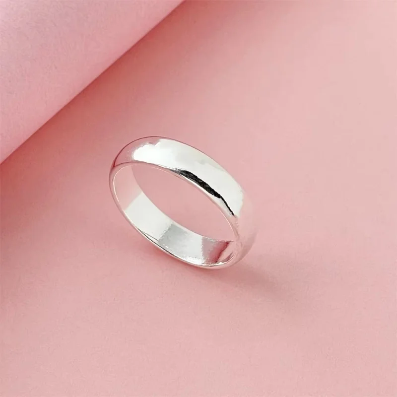 925 Sterling Silver Simple Polished Ring For Fashion Women Charm Wedding Party Gift Jewelry