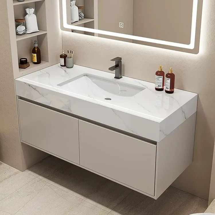 LMM honeycomb aluminum rock slab ceramic under the counter basin bathroom cabinet combination set washstand