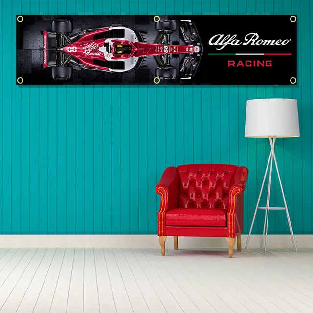 60X240cm Alfa Romeos Racing Flag Polyester Printed Garage or Indoor Outdoor Decoration Banner