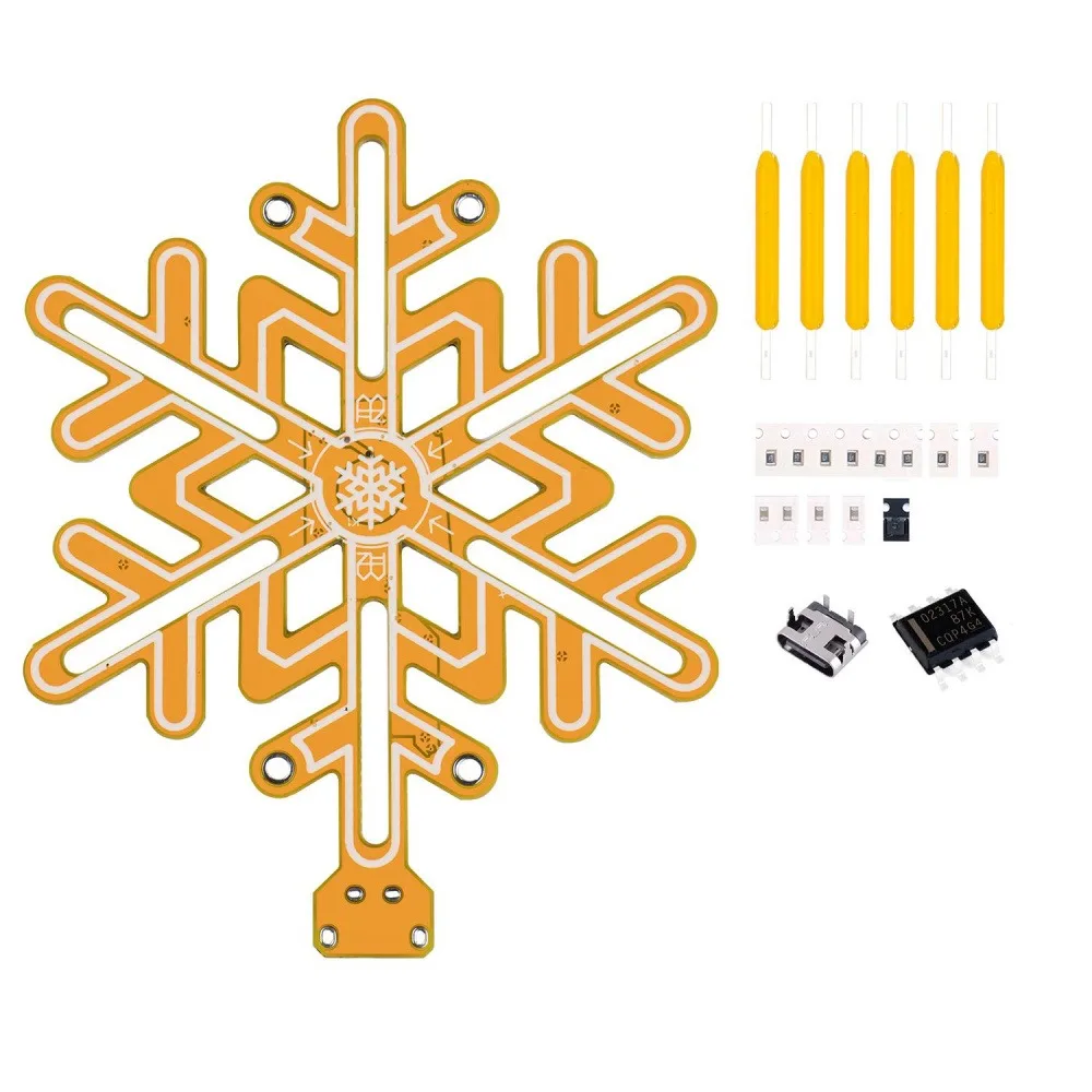 

DIY Electronic Kit Snowflake Touch Sensing Light Dimming DIY Soldering Kit Circuit Set DC5V 3W Type-C Interface Night Light