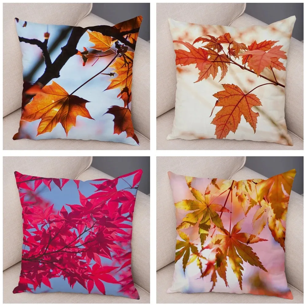

Autumn Maple Leaf throw pillow cover with short plush print living room sofa decoration cushion cover pillow covers decorative