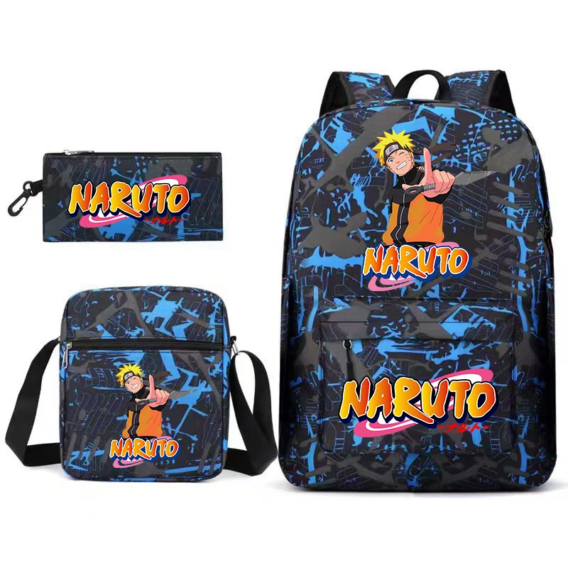

Narutos Backpack Pencil Case Lunch Bag 3pcs Set Cartoon Anime Large Capacity Schoolbag Pen Bag Student Youth Bookbag Stationery