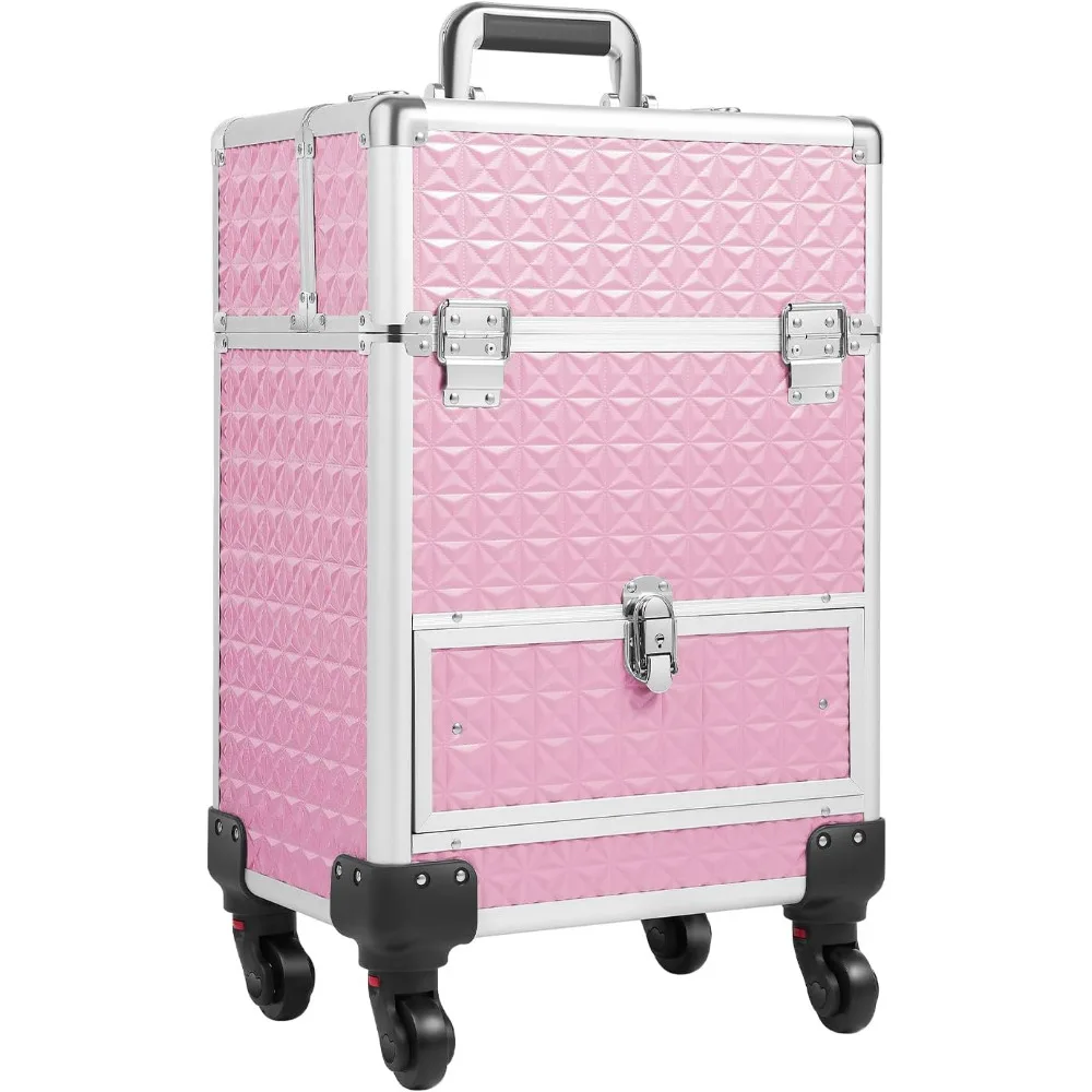 

13.3*9.7*21.5in Rolling Nail Case Wheeled Manicure Storage Case Polish Organizer 44.09lbs Professional Makeup Trolley for Studio