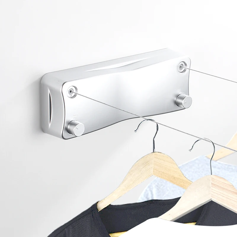Wall Hanging Square Aluminum  Clothes Drying Laundry Racks Retractable Clothesline