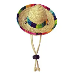 Dog Sombrero Hat Mini Dog Hat Handcrafted From Natural Fabrics And Straw Mexican Party Hat For Kids Birthday Party Carnival Part