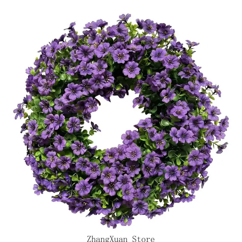 Hübscher künstlicher Blumenarrangement-Kranz aus Kunststoff, für Innen- und Außendekorationen, 3 x – Detail 4
