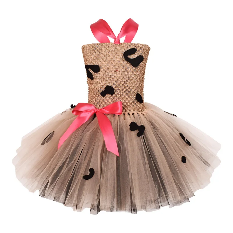 Costumi animali a tema giungla per ragazze vestito leopardato marrone con orecchio e coda Costume per bambini Halloween Birthday Party Fancy Dress