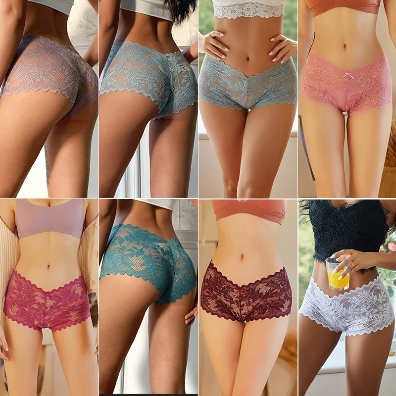 FINETOO 3PCS/Set Sexy Women Floral Lace Panties High Waist Briefs Lingerie Brazilian Underpants For Female Underwear Intimates