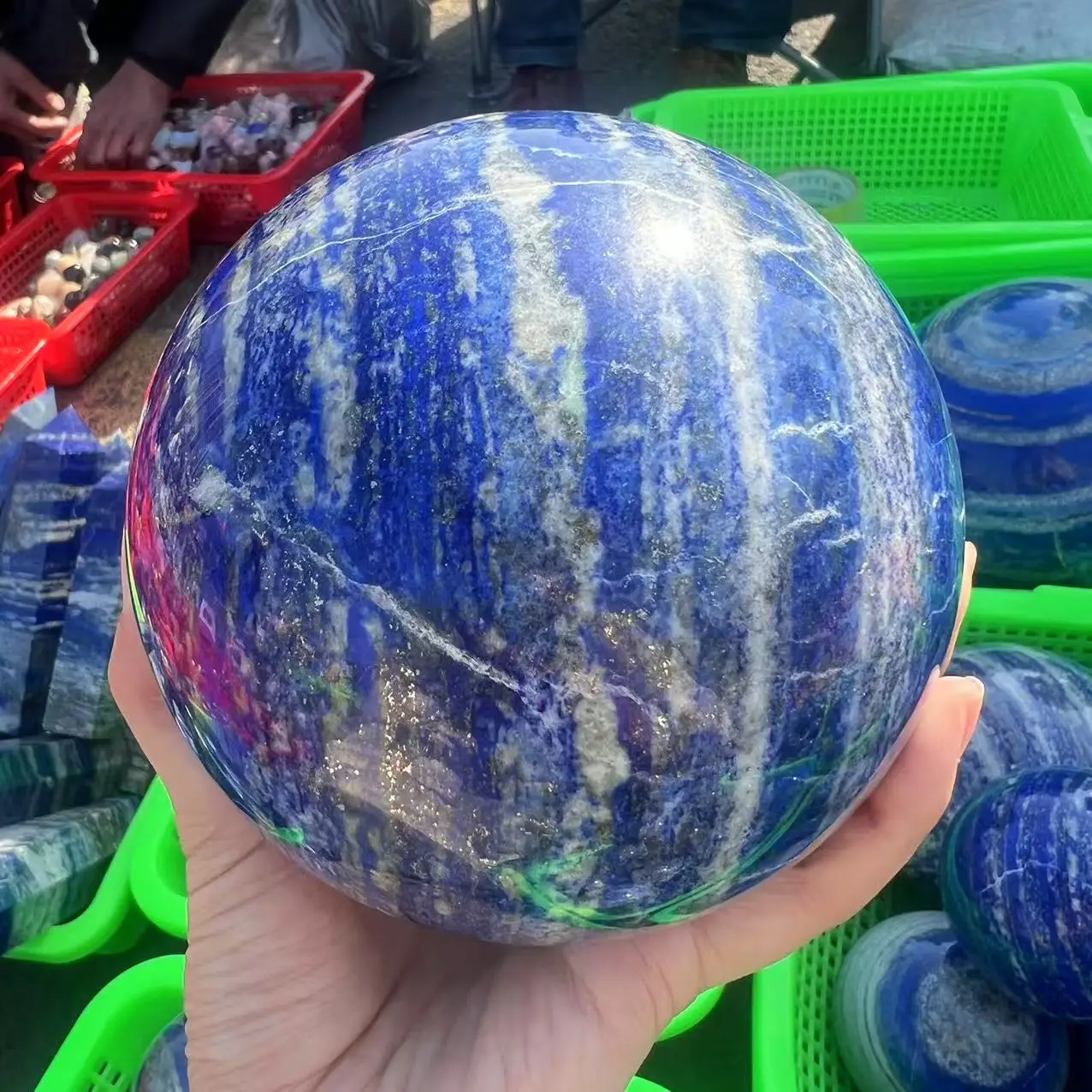 

Big Size 10-11CM Natural Lapis Lazuli Crystal ball Quartz Sphere Energy Sphere Reiki Healing Decorative gift for home office