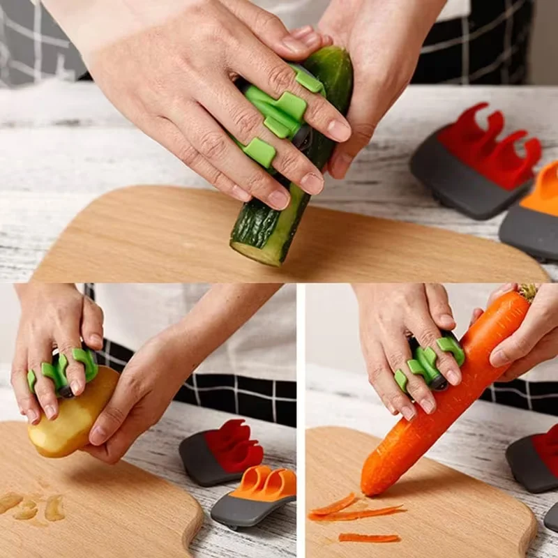 2 Pack Rubber Grip Design, Blade for Carrot Cucumber Pumpkin, Quick Vegetable Prep, Fits Multiple Hand Sizes, Palm Peeling