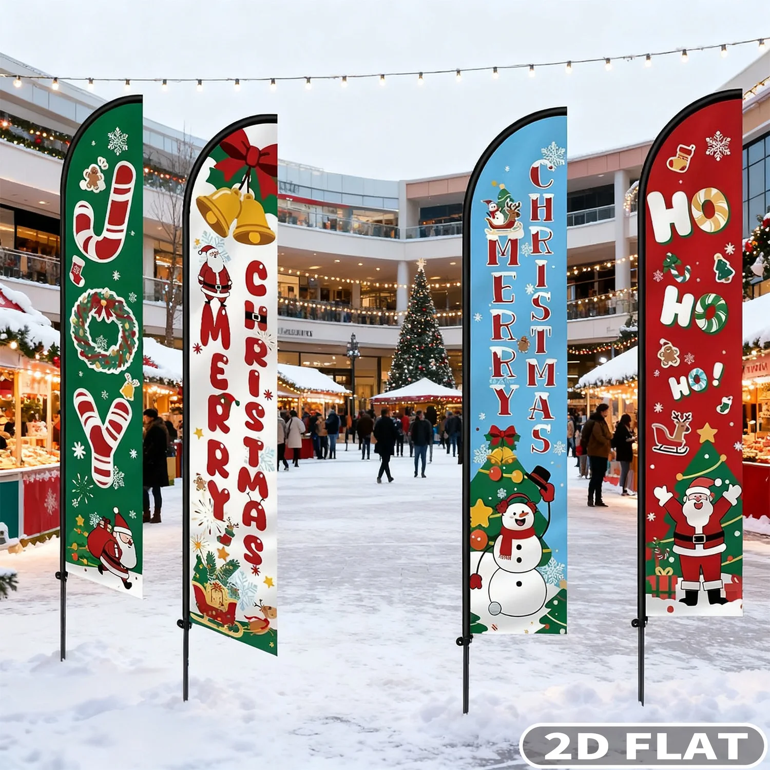 

1pc Merry Christmas Ho Ho Joy Polyester Feather Flag Banner, Only Banner, Ideal for Holiday Festive New Year Christmas Decor