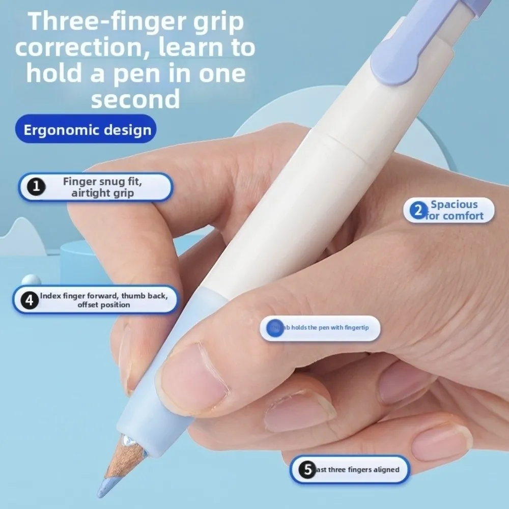 New Ergonomic Grip Trainer with Push Button Non-slip Aid Reusable Pencil Holders School Supplies