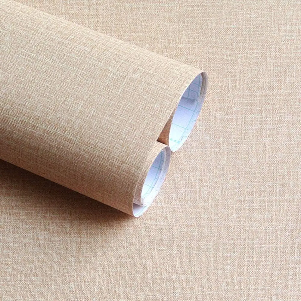 Peel and Stick Waterproof Wallpaper For Home Decor Beige Linen Contact Paper for Walls Self Adhesive Thick Wallpaper for Bedroom