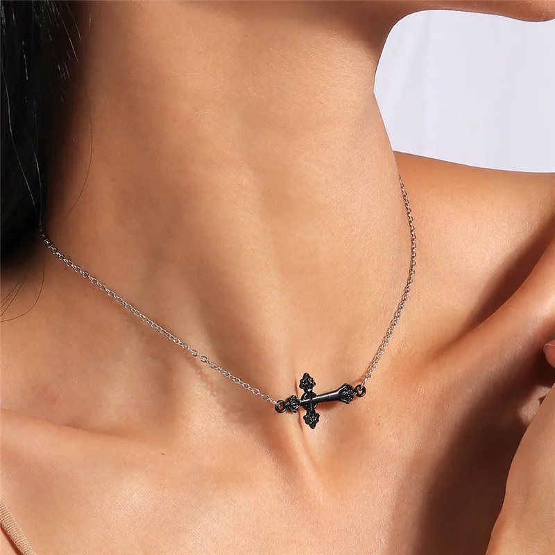 Vintage Kreuz Anhänger Halskette für Frauen Gold Silber Farbe Mehrschichtige Ovale Perlen Kette Halskette Minimalismus Weiblichen Schmuck – Detail 17