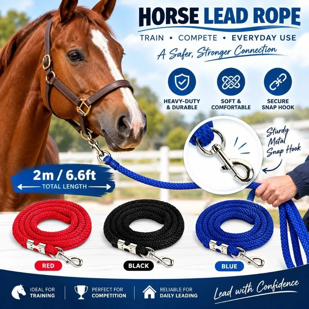 PP Horse Lunge Line Heavy Duty High Tensile Horse Lunge Rope With Snap Hook Thickened Rope Horse Training Rope Large Horses