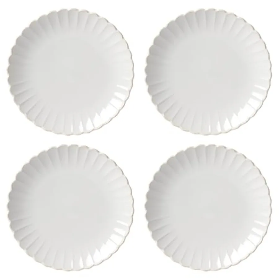 

French Perle Scallop 4-Piece Dinner Plate Set 7.40 LB