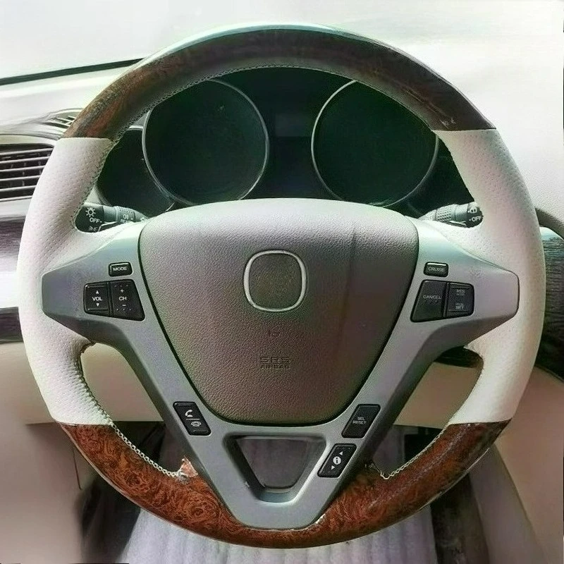 

For Acura MDX 2007-2013 Hand-stitched renovation wear-resistant Non-slip black leather suede car steering wheel cover