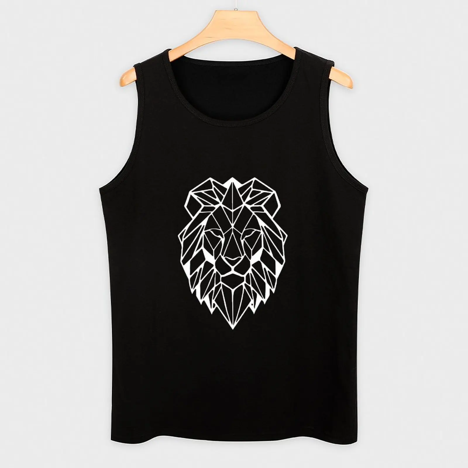 Geometric Majestic Lion- White outline Tank Top Beach Wear Tank Top Casual Loose Sleeveless