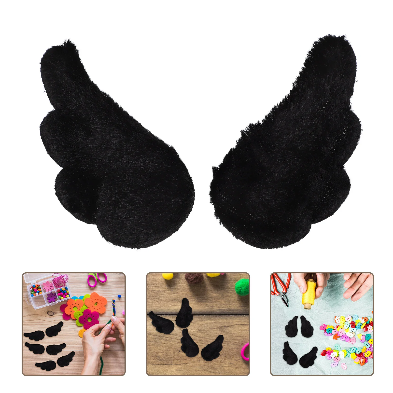 

10Pairs Black Angel Wings Small Handmade Detachable Wings for DIY Crafts Decorations Christmas Ornaments Appliques Sewing