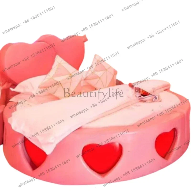 

D33Pink Confortable Bed Modern Fashionable Aesthetics King Size Twin Bed European King Size Round Cama De Casal Bedroom Furnitur