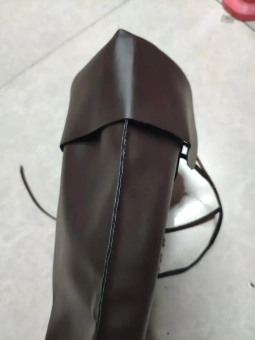 Mittelalterliche Renaissance-Lederstiefel für Männer und Frauen, Halbhohe Haddock-Schuhe, Piratenkostüm, Retro-Stiefel mit klobigem Absatz, lange Schneestiefel – Detail 6