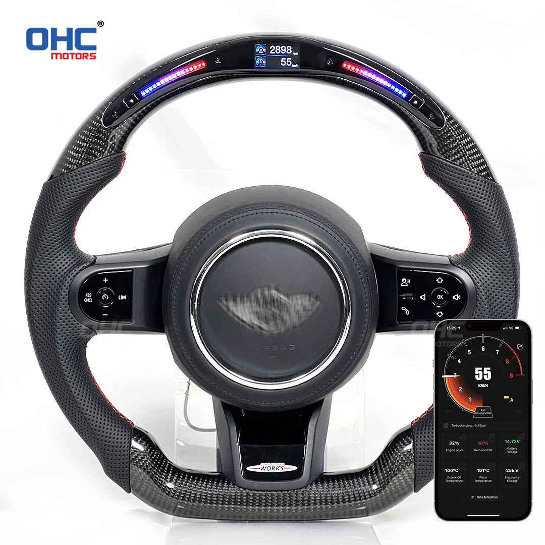 100% Real Carbon Fiber LED Display Steering Wheel Compatible for Mimi F54 F55 F56 F57 F60 S Cooper Club-man country-man 2023 new