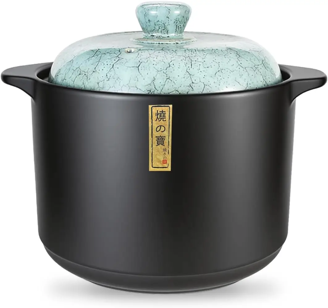 

Premium Ceramic Stew Pot with Lid, Non-Toxic & Lead-Free, 6.5QT Green Cookware for Even Heating