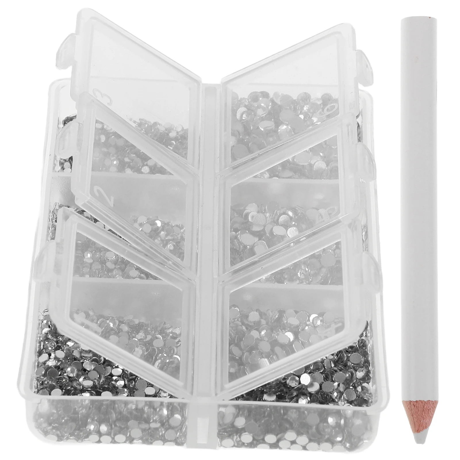 

1 set Nail Set Clear Flatback Glass Beads Crystals Decorations Gem Decorations 6 Boxes Variety Sizes