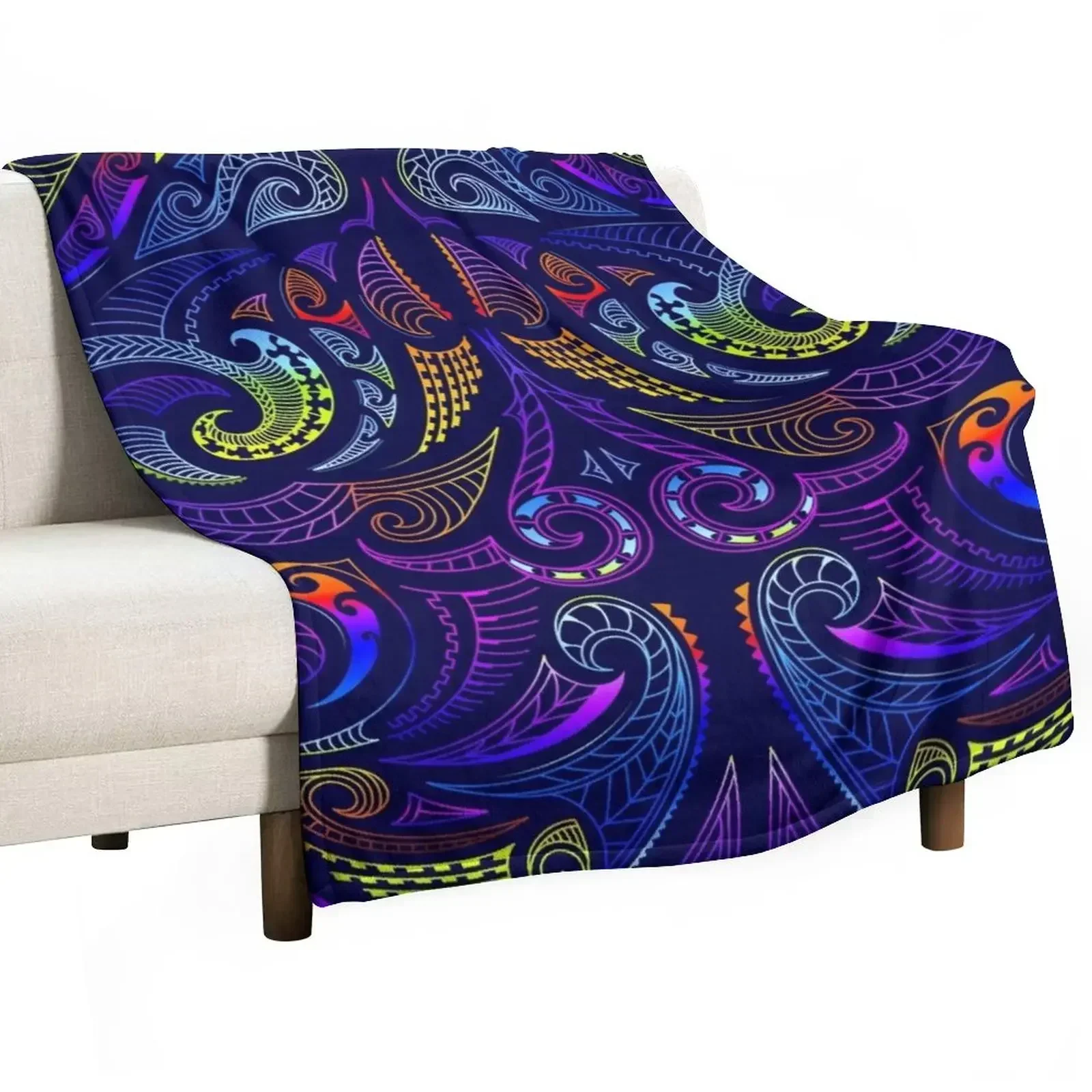 

Minimal Maori on Purple New Zeeland Throw Blanket Designers Warm Blankets