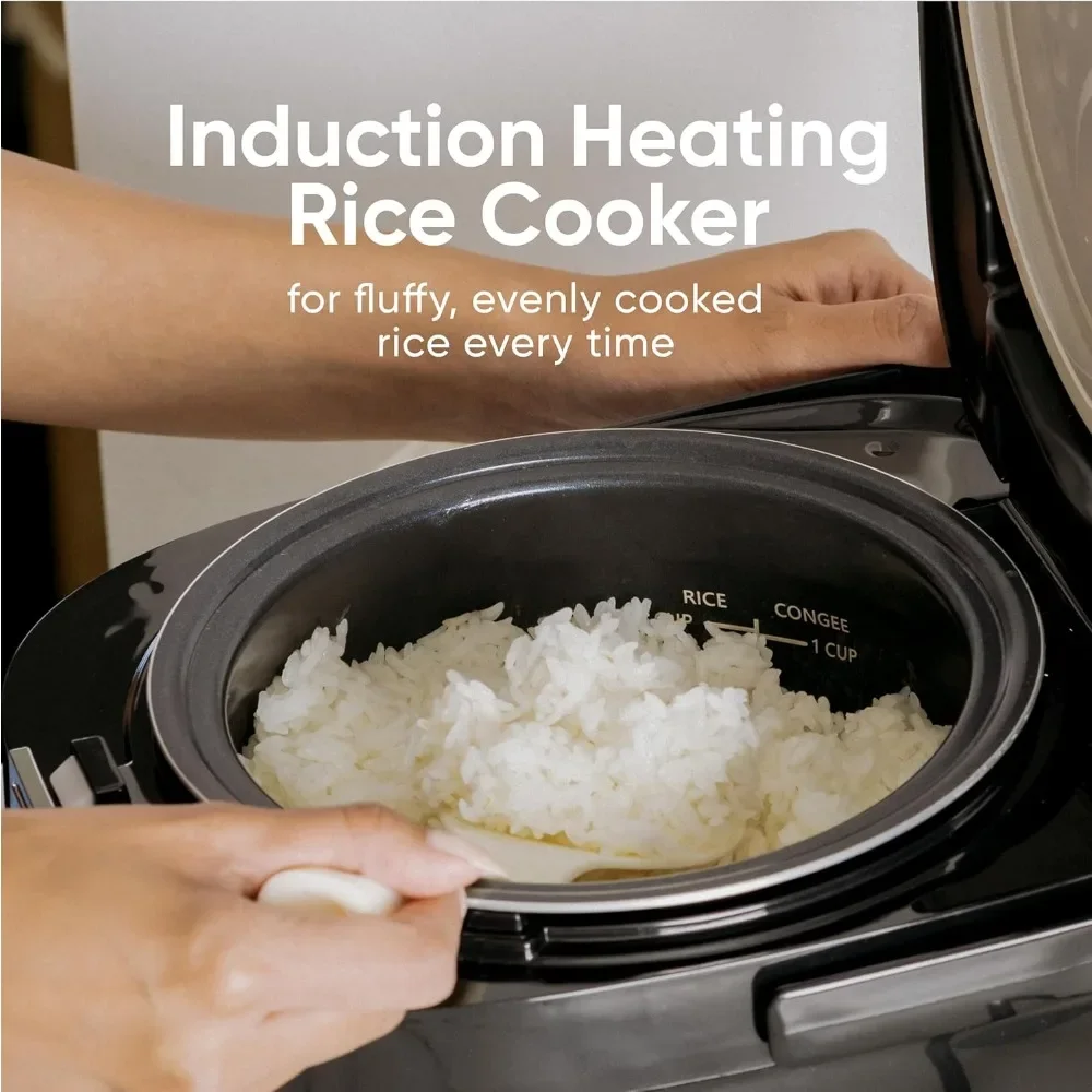 Rice Cookers With Steamer, 1.5L 6 Cup Pressure Induction Heating Rice Cooker, LED display & 16 menu settings, Rice Cooke