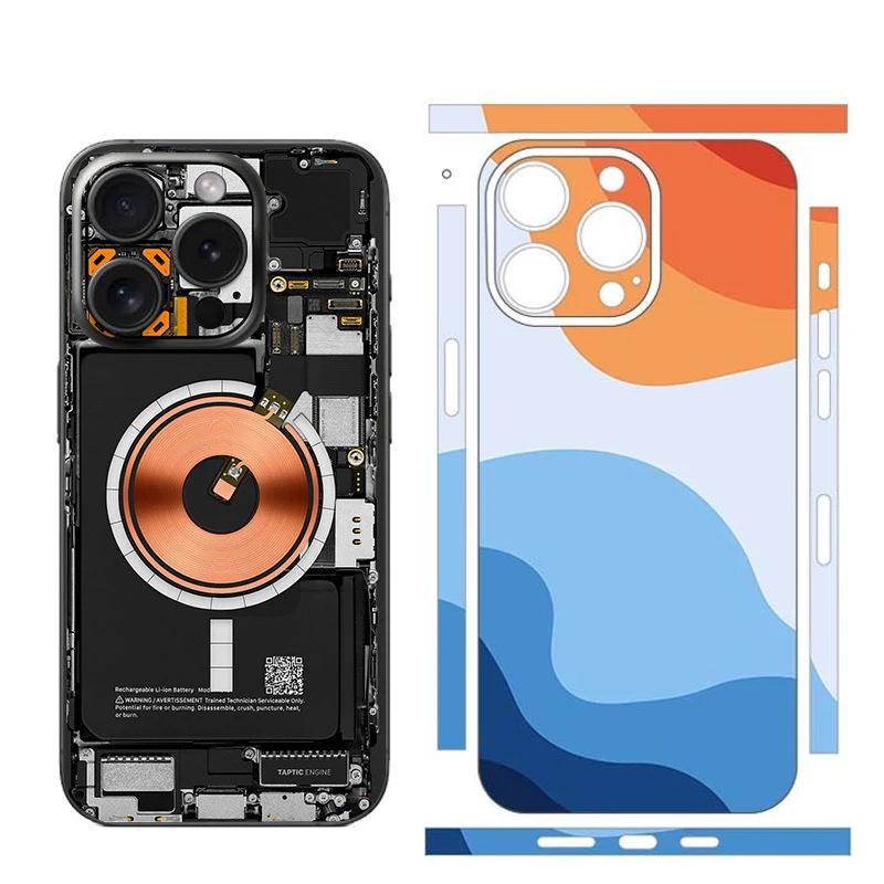 3M Material Cool Pattern Matte Film Wrap Skin Phone Sticker For iPhone 15 Pro Max 14 Plus 13 Pro 12 Mini X-RAY Teardown Sticker