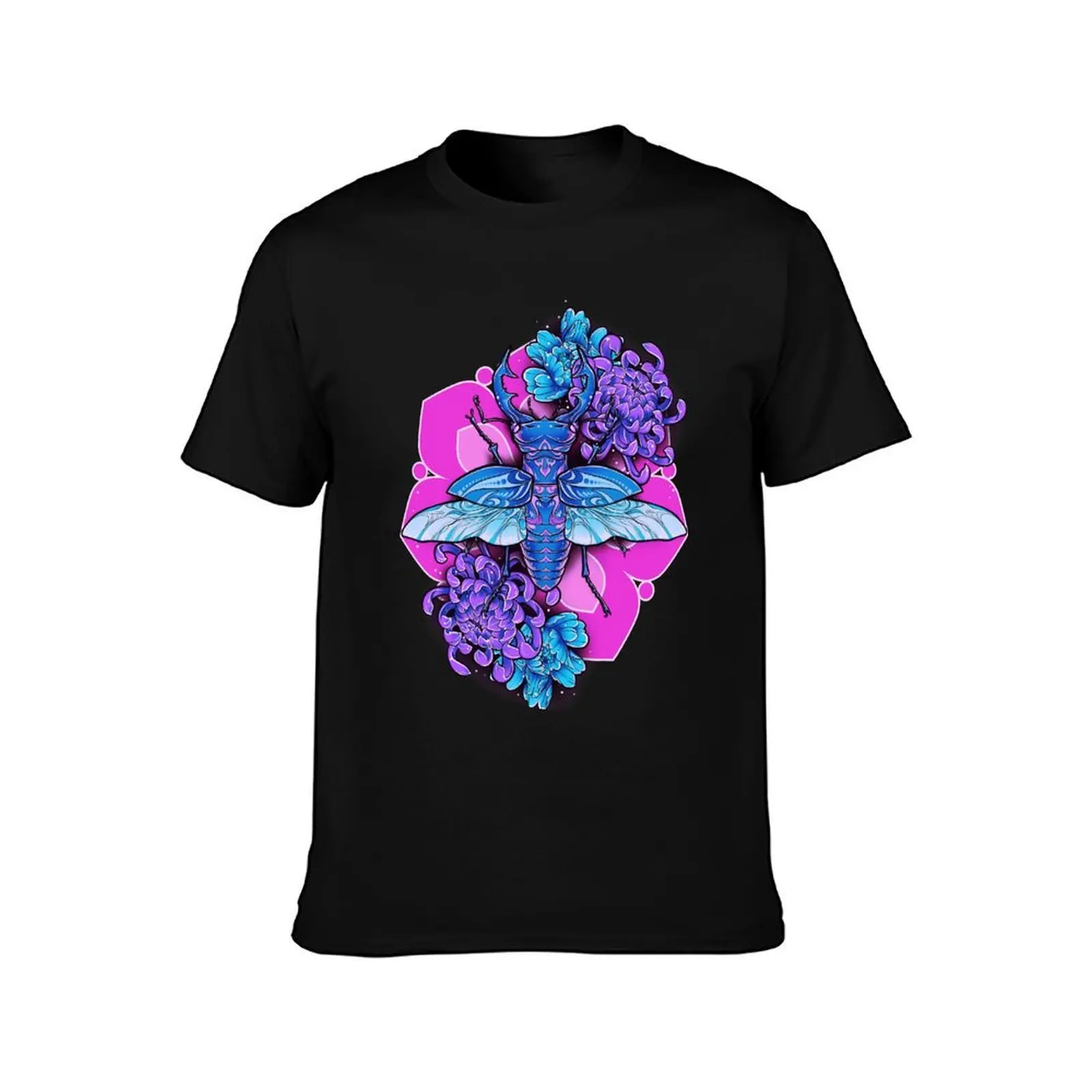 Stag Beetle T-Shirt, Summer Casual Cotton Tee, Oversized Streetwear Tops, Vintage Graphic Print, Loose Fit Short Sleeve
