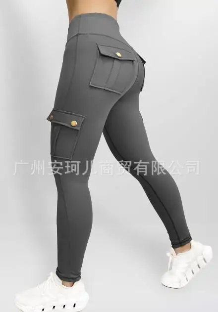 

Women's Pants 2023 New All Season Pocket Work Suit Fitness Pants High Elasticity Tight Yoga Pants Quick Drying Running Pants