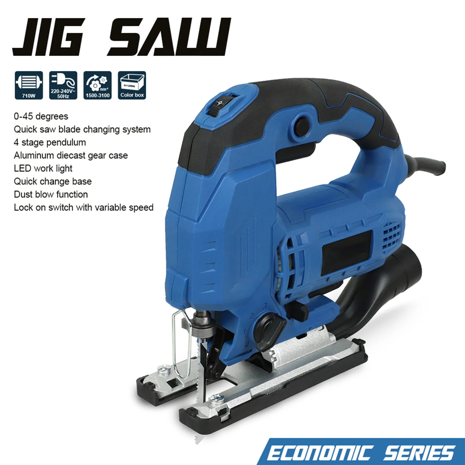 Electric Jig Saw 710W 6AMP 3100 SPM igsaw Tool Corded Electric Power Cutter for Wood Metal and Plastic Cutting Heavy Duty Design