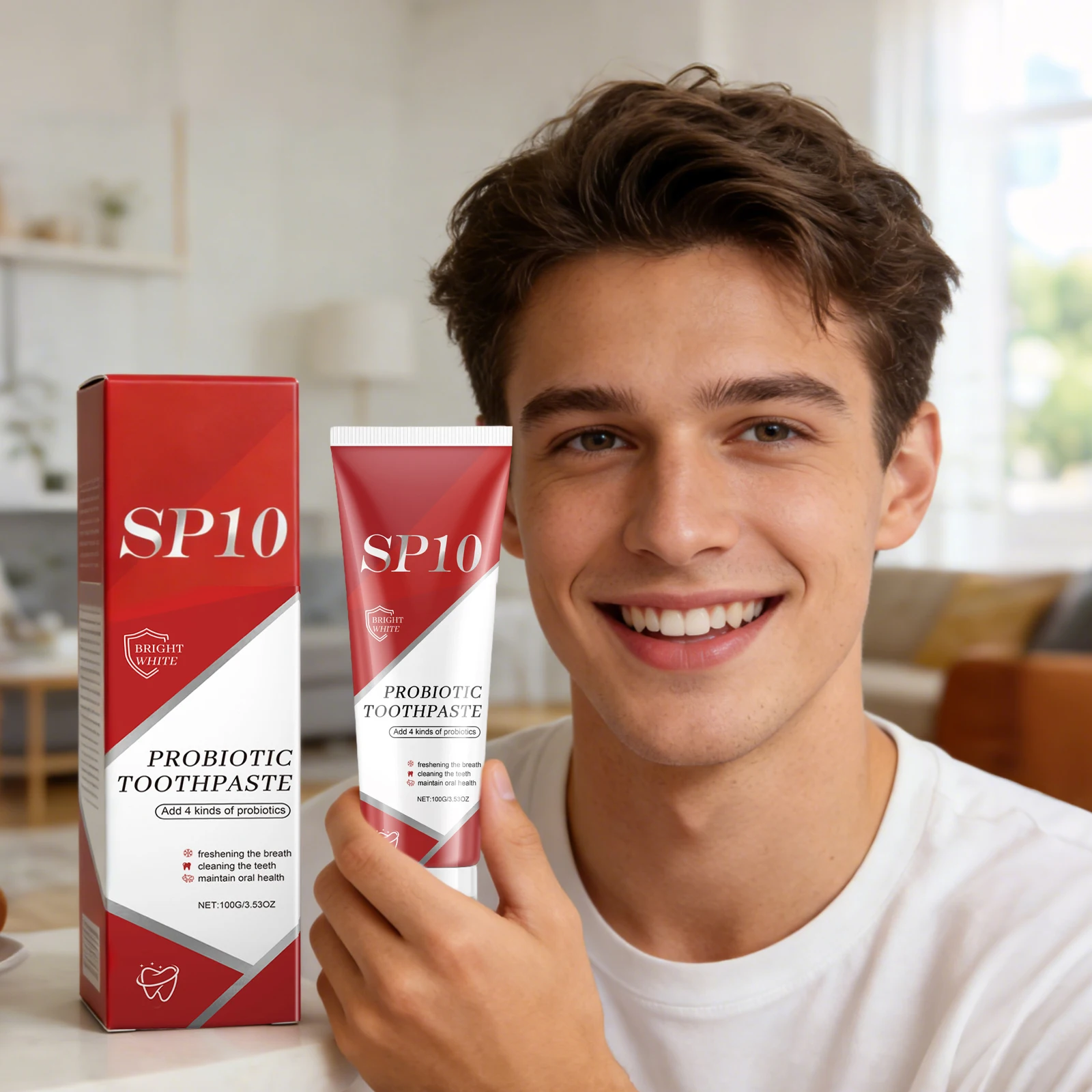 Probiotics Brighten Toothpaste Brighten Teeth Fade Yellow Fresh Breath Enamel Care Reduce Plaque Anti Cavity Xylitol Toothpaste