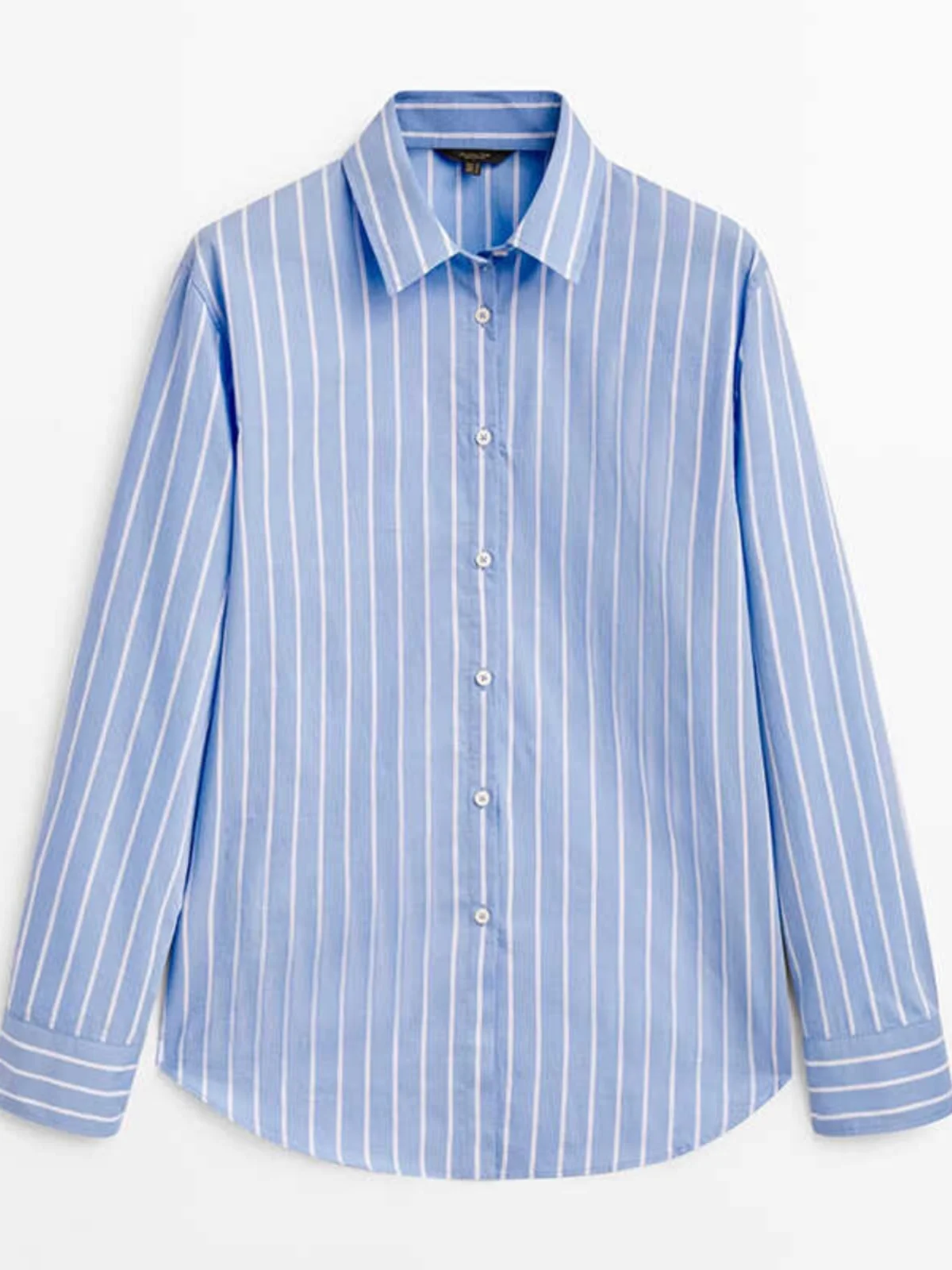 Nieuwe lente zomer losse casual blauw gestreepte lange Sve katoen irt voor dames woon-werkverkeer Franse Sle rechte kraag