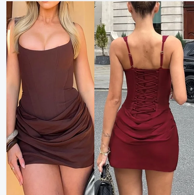 

Sexy Satin Prom Dress Stripe Corset Sleeveless Short Mini Party Gown Lace Up Back Formal Wedding Guest Birthday Evening Robe